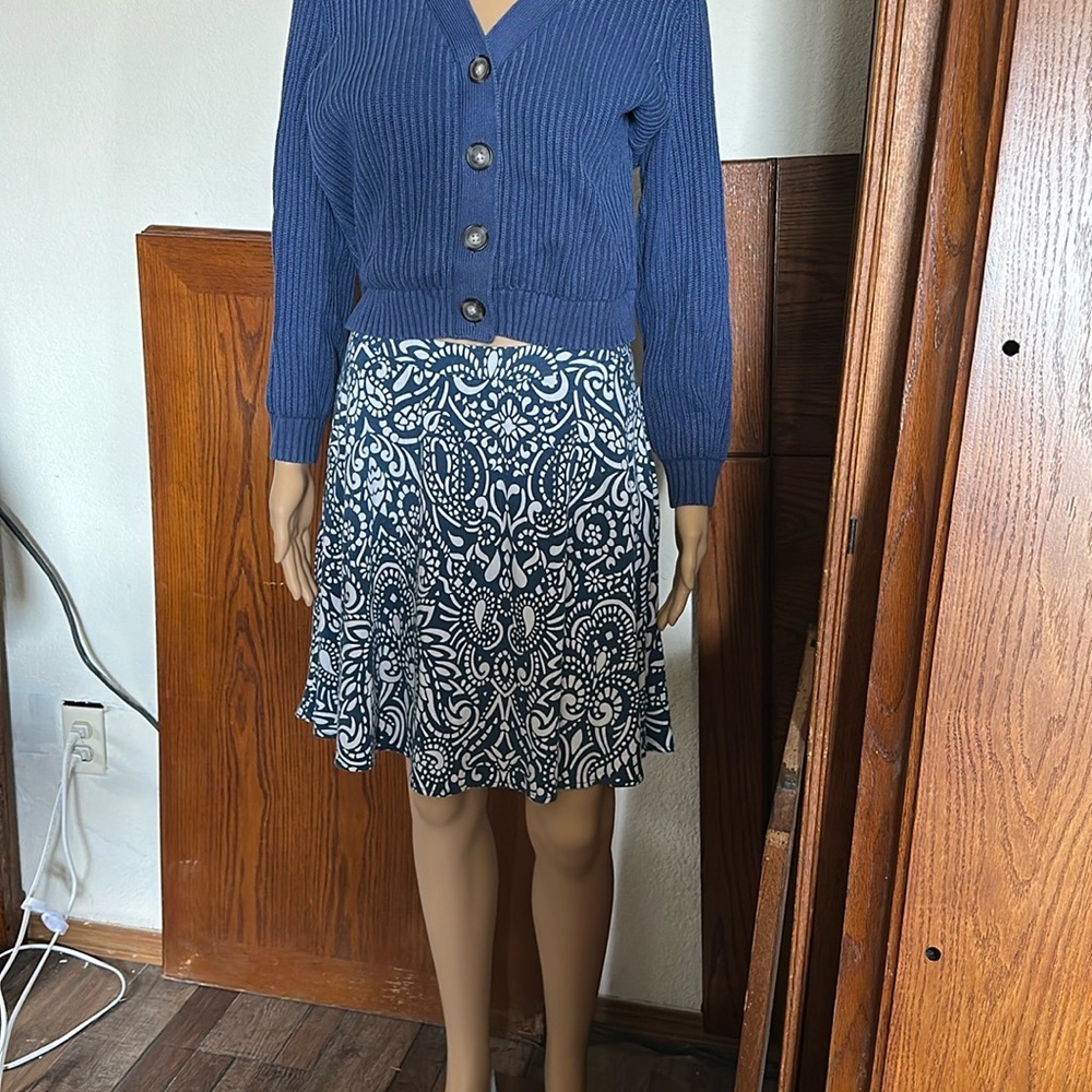 Cynthia Rowley Blue/White Paisley Skirt